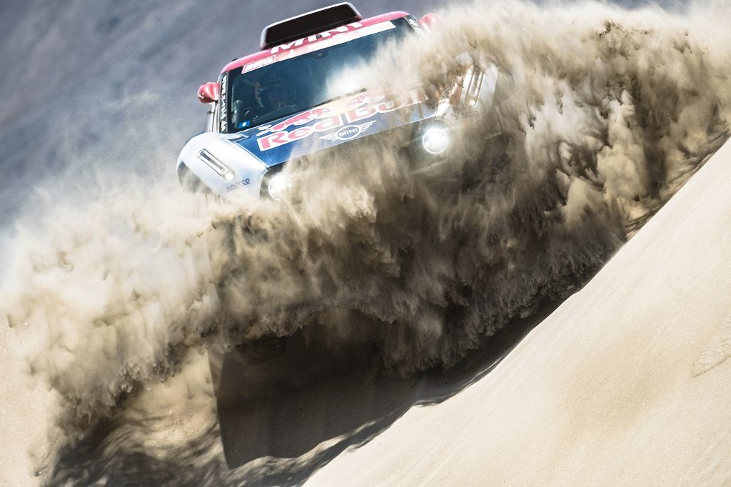 Cyril Despres (FRA) of X-raid MINI JCW Team races during stage 06 of Rally Dakar 2019 from Arequipa to San Juan de Marcona, Peru on January 