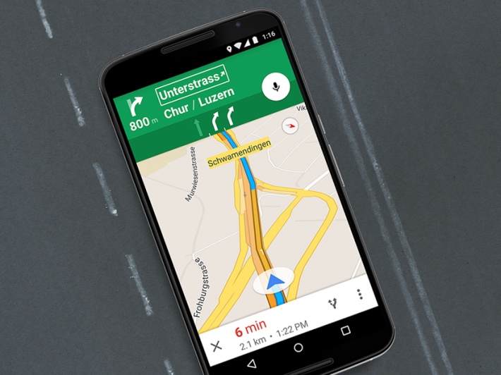 Google Maps prikazuje tudi hitrost med vožnjo