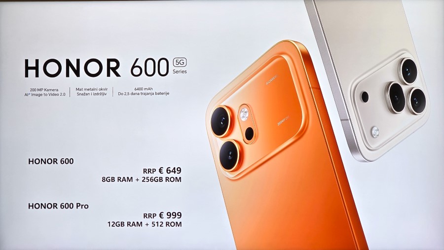 • HONOR 600 (8 GB + 256 GB) v oranžni in črni barvi po priporočeni maloprodajni ceni 649 EUR. • HONOR 600 Pro (12 GB + 512 GB) v črni in zla